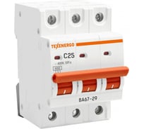Автоматический выключатель Texenergo ВА 6729 3п 25А 6кА характеристика С TAM34C25
