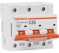 Автоматический выключатель Texenergo ВА 67100 3п 25А 10кА характеристика С TAM310C025