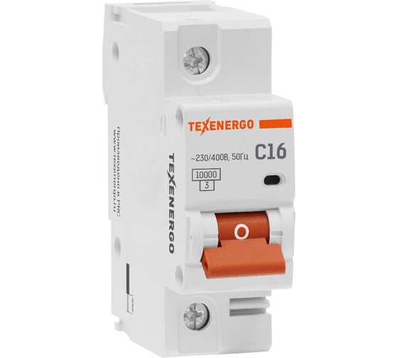 Автоматический выключатель Texenergo ВА 67100 1п 16А 10кА характеристика C TAM110C016