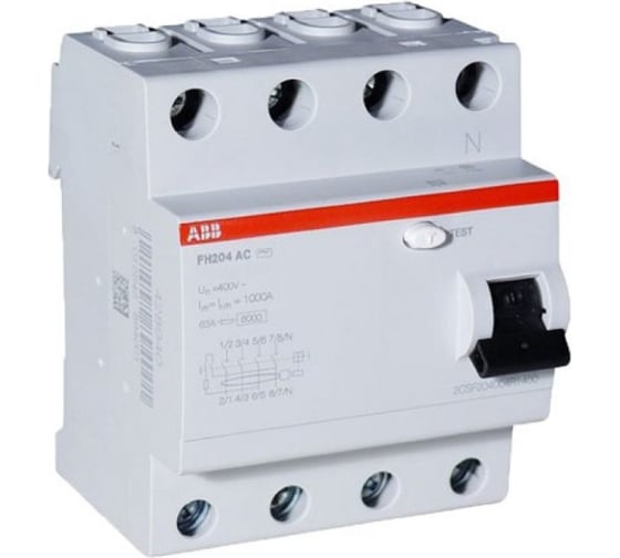 Устройство защитного отключения ABB УЗО 4п 63А 30мА FH204 АС (ELC2CSF204004R1630) 2CSF204004R1630