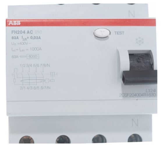 Устройство защитного отключения ABB УЗО 4п 63А 30мА FH204 АС (ELC2CSF204004R1630) 2CSF204004R1630