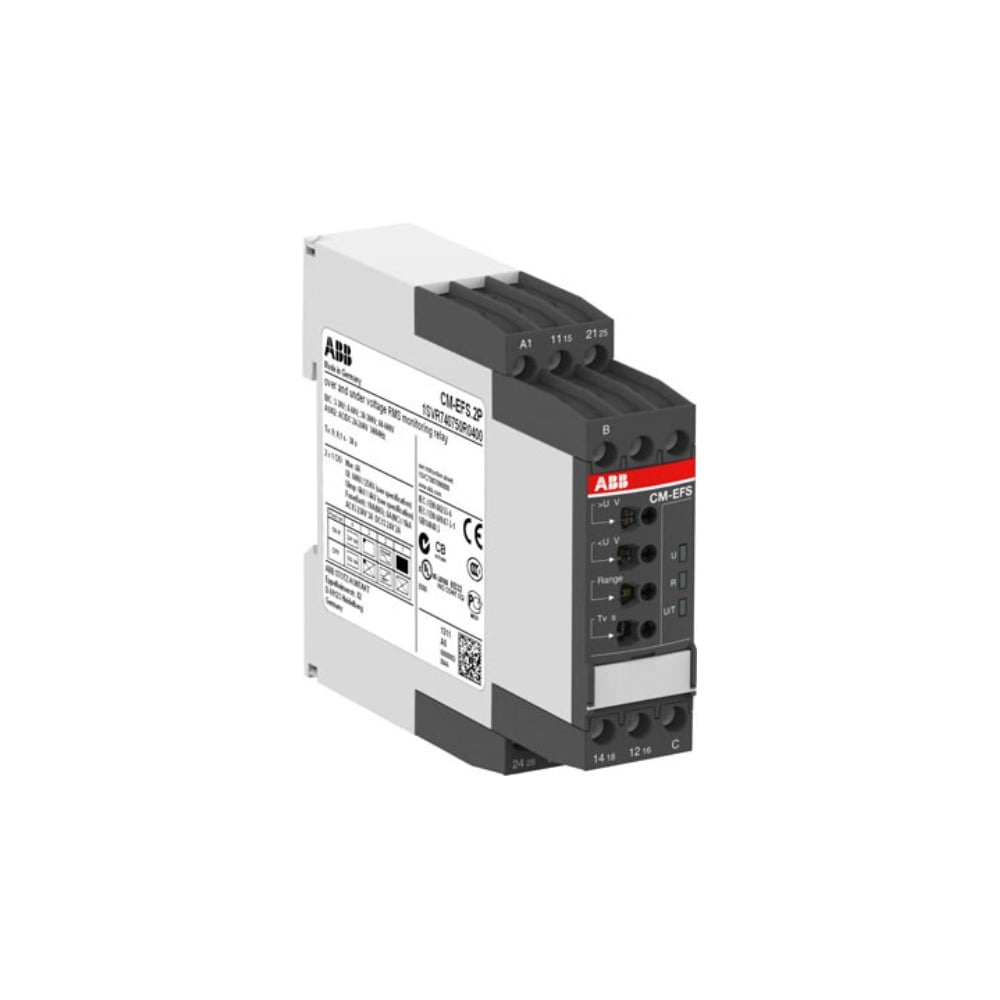 Реле контроля напряжения ABB CM-EFS.2S/AC/DC/Umin, 3В, Umax, 600В, AC, c  реле времени 1SVR730750R0400 - выгодная цена, отзывы, характеристики, фото  - купить в Москве и РФ