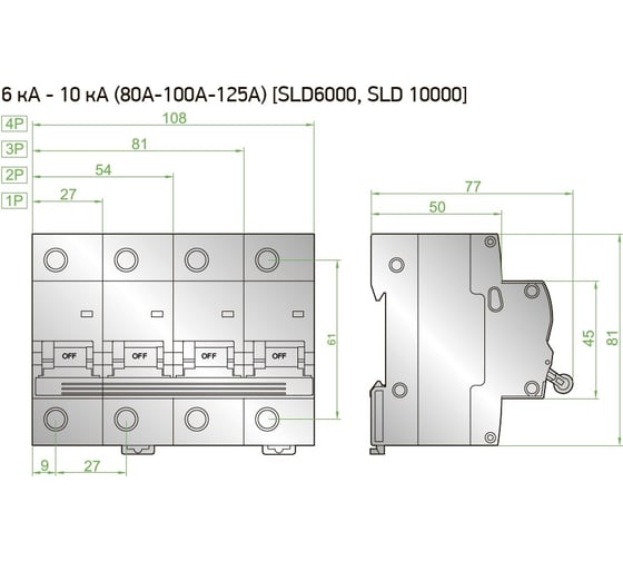Автоматический выключатель Sigma Elektrik 4P C 800A 6kA, 1 шт 6SL480C