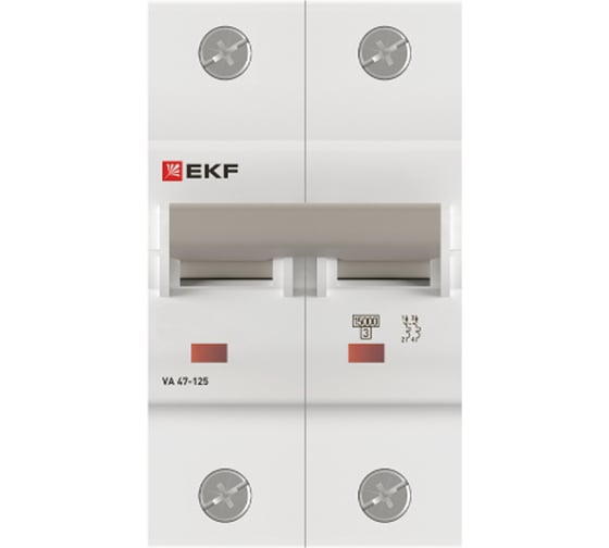 Автоматический выключатель EKF ВА 47-125, 2P, 40А, C, 15кА, PROXIMA mcb47125-2-40C
