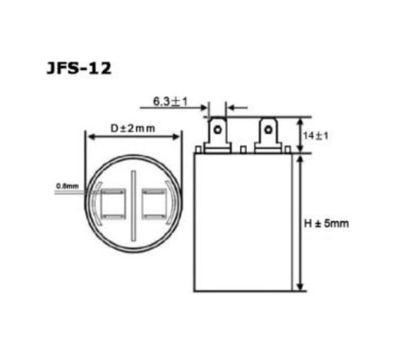 Конденсатор пусковой JB Capacitors , 14мкФ, 450В, 35x65, JFS-12 (CBB60-A) (клеммы), JFS12A6146J000000B-242