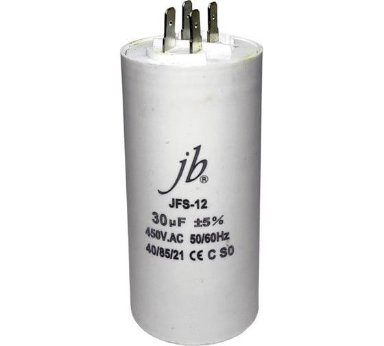 Конденсатор пусковой JB Capacitors 30мкФ, 450В, 45x93, JFS-12 (CBB60-A) (клеммы), JFS12A6306J000000B-246 1