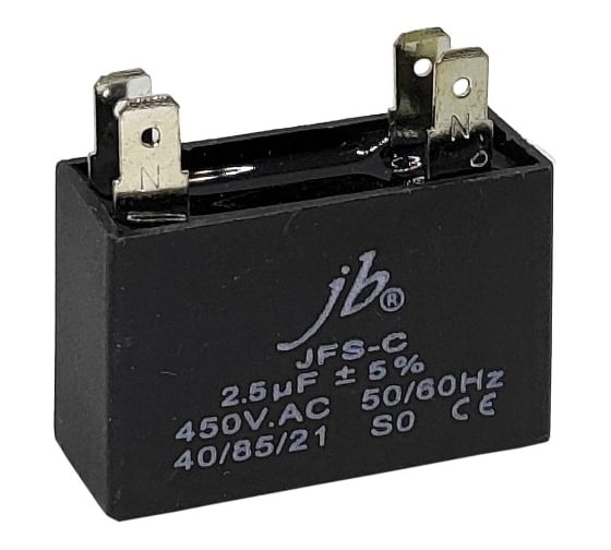 Конденсатор пусковой JB Capacitors 2.5мкФ, 450В, 39x16x25, JFS-C (CBB61) (4 клеммы), JFSCA6255JVAT000B-253 1