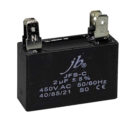 Конденсатор пусковой JB Capacitors 2мкФ, 450В, 37x13x23, JFS-C (CBB61) (4 клеммы), JFSCA6205JVAT000B-251 1