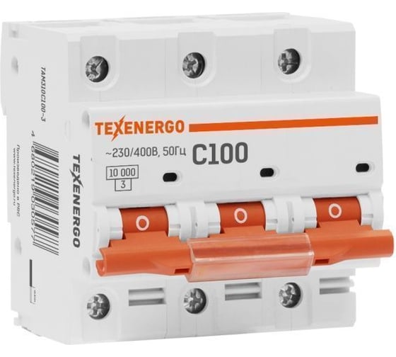 Автоматический выключатель Texenergo ВА 47100 3п 100А 10кА характеристика С TAM310C0100-1 1