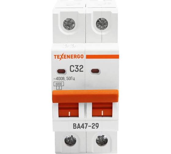 Автоматический выключатель Texenergo ВА 4729 2п 32А 6кА характеристика С TAM24C32-1