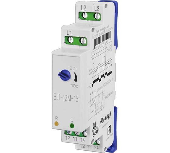 Реле контроля трехфазного напряжения Меандр ЕЛ-12М-15 AC400В УХЛ4 A8302-16934430 34217935