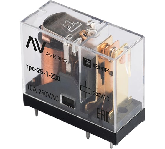 Промежуточное реле EKF slim, 25/1, 10A, 230В, AC, AVERES rps-25-1-230 1