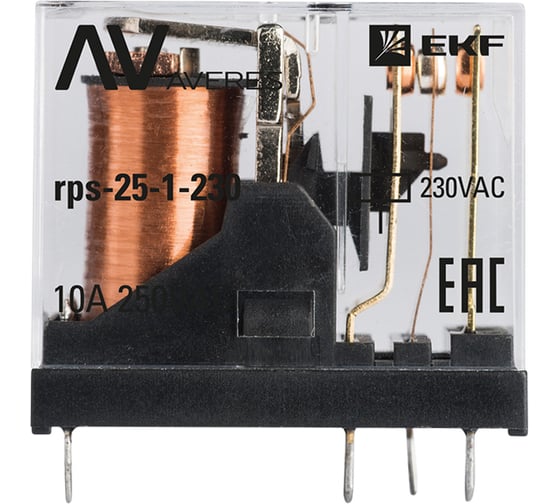 Промежуточное реле EKF slim, 25/1, 10A, 230В, AC, AVERES rps-25-1-230
