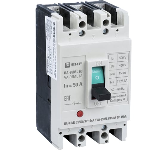 Автоматический выключатель EKF Basic ВА-99МL 63/50А, 3P, 15кА mccb99-63-50mi 1