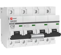 Автоматический выключатель EKF Basic ВА 47-100, 4P, 32А, 10kA mcb47100-4-32C-bas