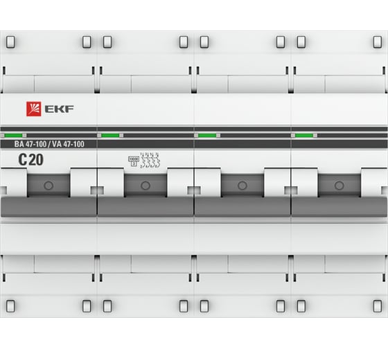 Автоматический выключатель EKF PROxima ВА 47-100 4P, 20А, 10kA mcb47100-4-20C-pro