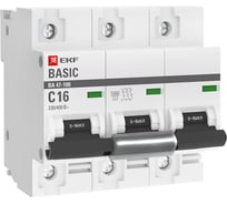 Автоматический выключатель EKF Basic ВА 47-100 3P, 16А, 10kA mcb47100-3-16C-bas