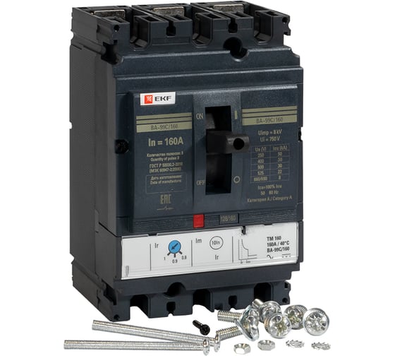 Автоматический выключатель EKF ВА-99C, 160/25А, 3P, 36кА, PROxima mccb99C-160-25