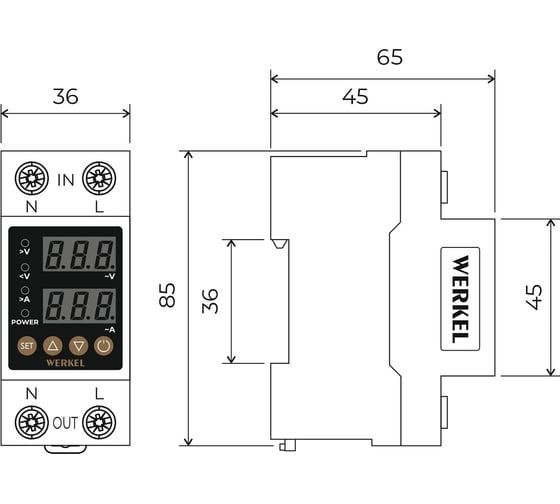 Реле напряжения WERKEL 1P+N 63А a066459