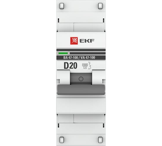 Автоматический выключатель EKF 1P, 20А, 10kA, ВА 47-100, PROxima mcb47100-1-20D-pro