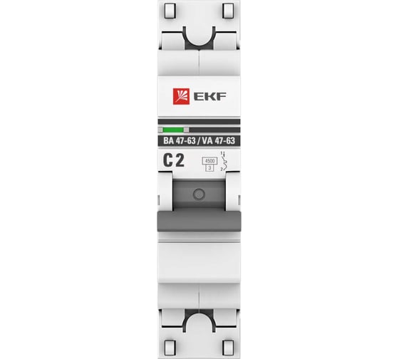 Автоматический выключатель EKF 1P 2А (C) 4,5kA ВА 47-63 PROxima mcb4763-1-02C-pro