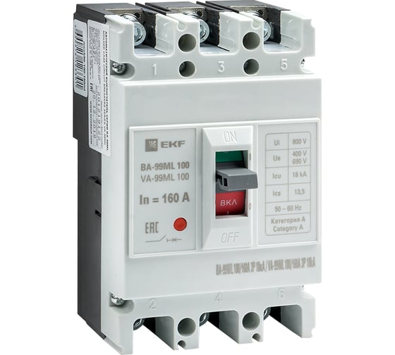 Автоматический выключатель EKF Basic ВА-99МL, 100/160А, 3P, 18кА mccb99-100-160mi