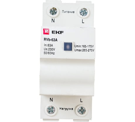 Реле напряжения EKF Basic сквозное подкл. rvb-63a