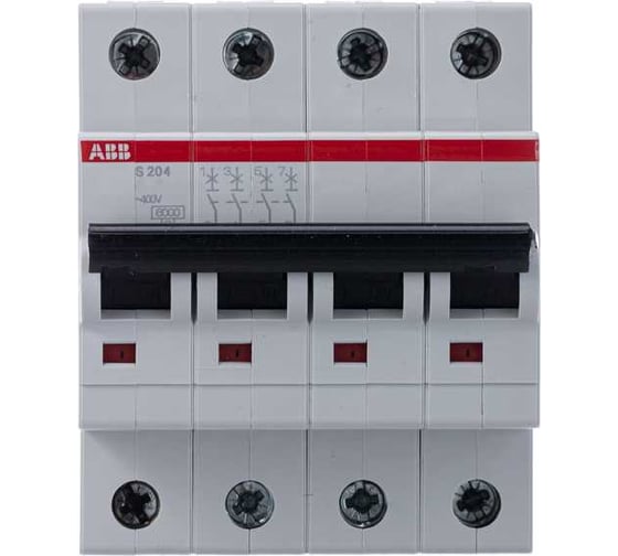 Автоматический выключатель ABB 4-полюсной S204 C 80 2CDS254001R0804