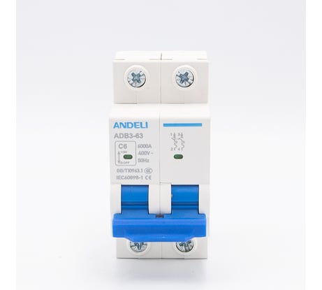 Автоматический выключатель ANDELI ADB3-63/2P 6A 6kA тип B ADL01-842