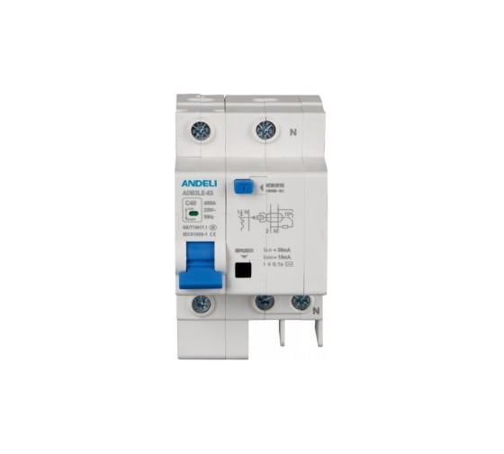 Дифференциальный автомат ANDELI ADB3LE-32 2P 32A 30mA тип AC характеристика С 6kA ADL02-064
