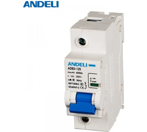 Автоматический выключатель ANDELI ADB3-125 1P, 63A, тип C ADL01-647