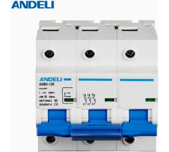 Автоматический выключатель ANDELI ADB3-125H 3P, 125A 10KA, тип D (8-12In) ADL01-674