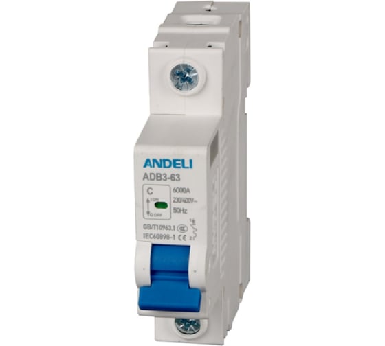 Автоматический выключатель ANDELI ADB3-63/1P, 25A, 6KA, тип C ADL01-790 1