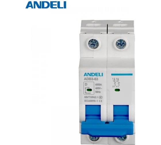 Автоматический выключатель ANDELI ADB3-63/2P, 25A, 6KA, тип D ADL01-888