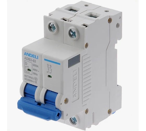 Автоматический выключатель ANDELI ADB3-63/2P, 40A, 6KA, тип D ADL01-890