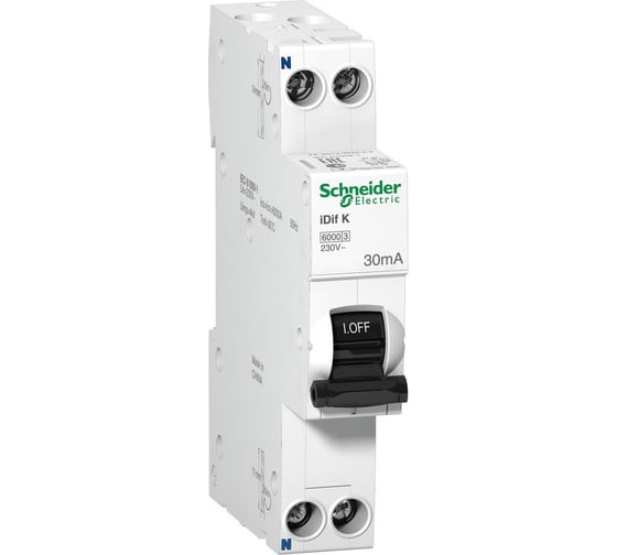 Дифференциальный автомат Systeme Electric Acti 9 iDif K, 6КА, 25A, C, 30МА, электронного типа A9D49625