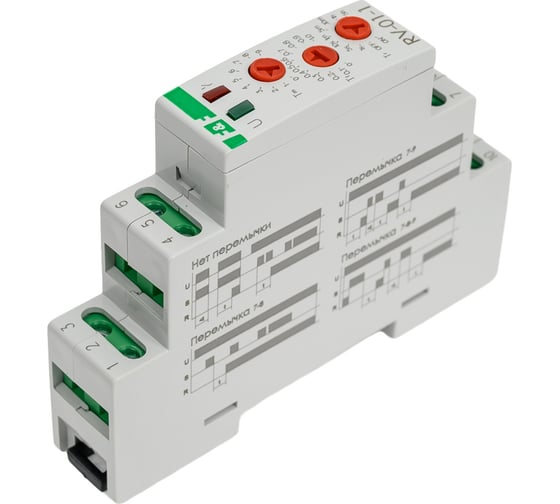 Реле времени Евроавтоматика F&F RV-01-1 с задержкой включения, 4 режима работы, 1 модуль, монтаж на DIN-рейке EA02.001.037