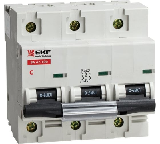 Автоматический выключатель EKF ВА 47-100, 3P 125А 10kA mcb47100-3-125C 1