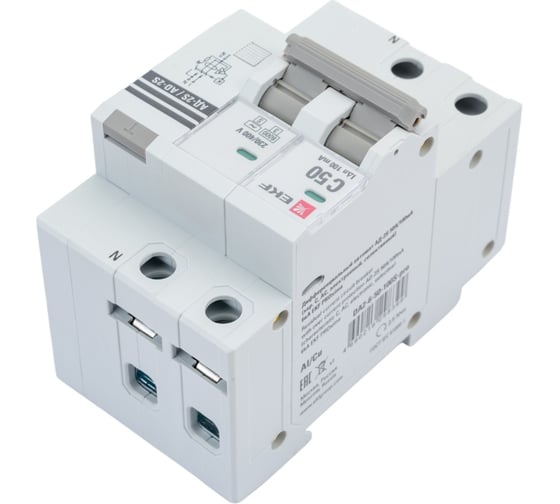 Дифференциальный автомат EKF АД-2 S 50А/100мА 6кА PROxima DA2-6-50-100S-pro