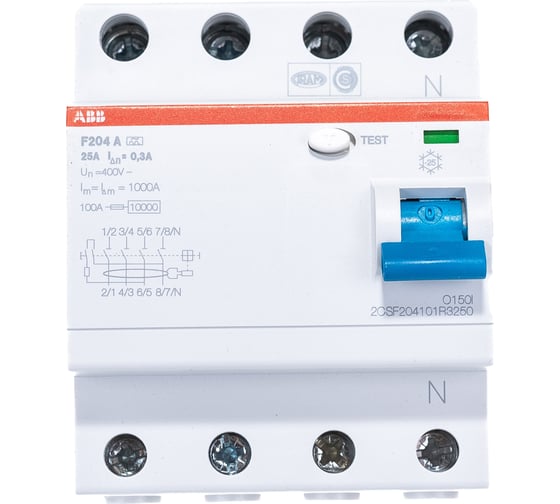 Выключатель дифференциального тока ABB F204 A-25/0,3 4 модуля, 2CSF204101R3250