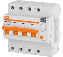 Дифференциальный автомат TDM ELECTRIC АД14, 4Р, 16А, 30мА SQ0204-0130