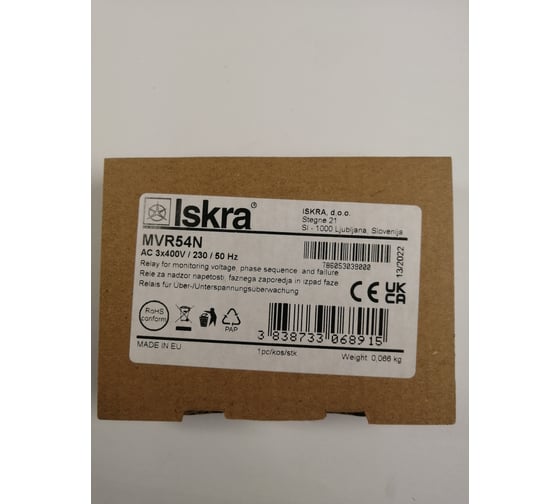 Реле контроля напряжения iskra MVR 54N 1 230/400 V AC УТ-00025496