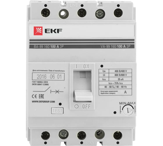 Автоматический выключатель EKF ВА-99, 160/20А 3P 35кА PROxima mccb99-160-20