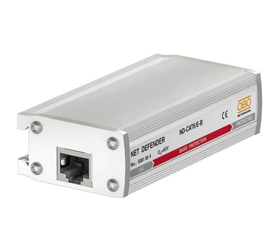 УЗИП для телекоммуникационных сетей OBO Bettermann 8 жил (CAT6, тип разъема RJ45) базовая защита, 46 В 5081804 1
