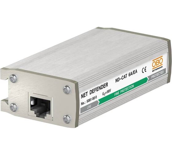 УЗИП для телекоммуникационных сетей OBO Bettermann 8 жил (CAT6A, тип разъема RJ45), 41 В 5081800 1