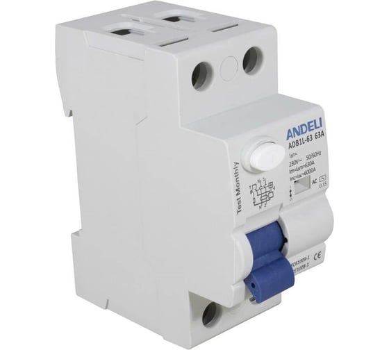 Устройство защиты отключения ANDELI ADB1L-63 2P 40A ток утечки 30mA тип AC 6kA ADL03-002