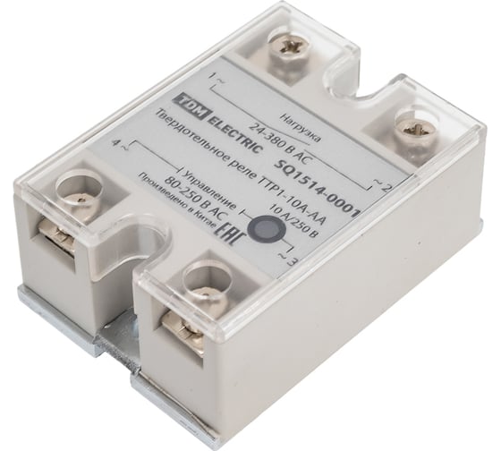 Твердотельное реле TDM ELECTRIC ТТР1-10А-AА, 1ф, 10А, упр: 80-250В AС, нагр: 24-380В АС TDM SQ1514-0001