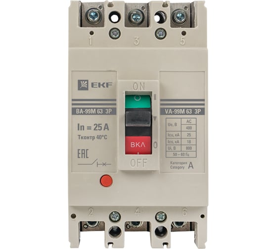 Автоматический выключатель EKF PROxima ВА-99М 63/25А, 3P, 25кА mccb99-63-25m