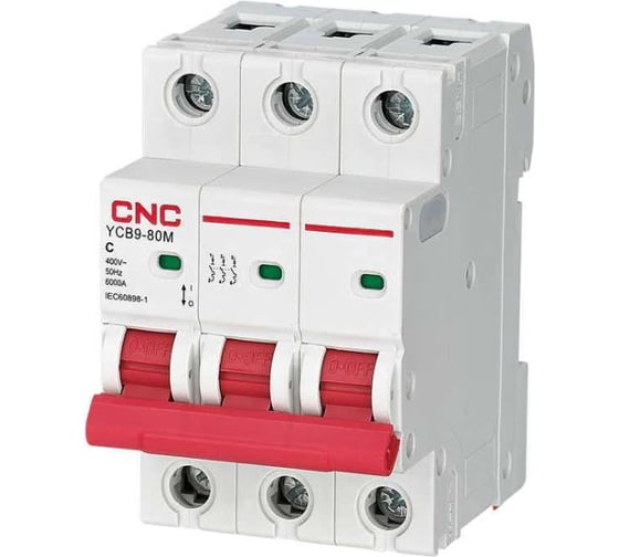 Модульный автоматический выключатель CNC Electric YCB9-80M 50А, 3P, 10кА, C A030509 1