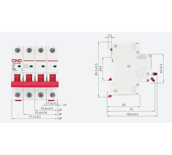 Модульный автоматический выключатель CNC Electric YCB9-80M 2А 1P 10кА B A030440